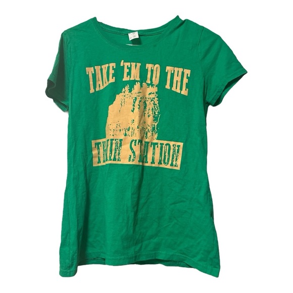 Tops - Yellowstone Take ‘Em To The Train Station Green T-Shirt with Gold Print Small